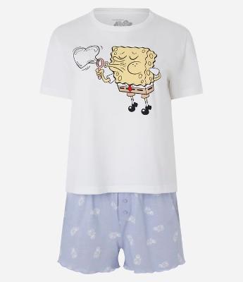 Pijama Short Doll em Algodão com Bob Esponja Estampado