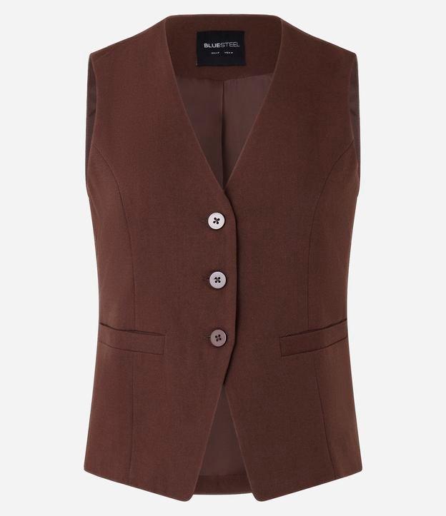 Colete Alongado Alfaiatado com Botões Frontais - 1