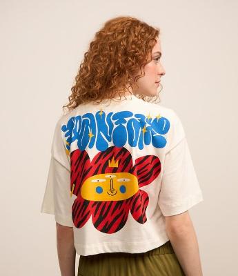 Camiseta Boxy em Algodão com Estampa Frente e Costas