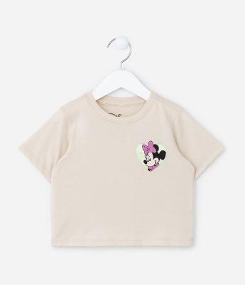 Camiseta Curta Infantil com Estampa Minnie - Tam 1 a 5 Anos