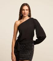 Blusa em Chiffon Metalizado com Amarração na Cintura - 1
