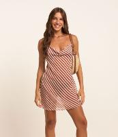 Saída de Praia Vestido em Tule com Listras e Amarração - 2