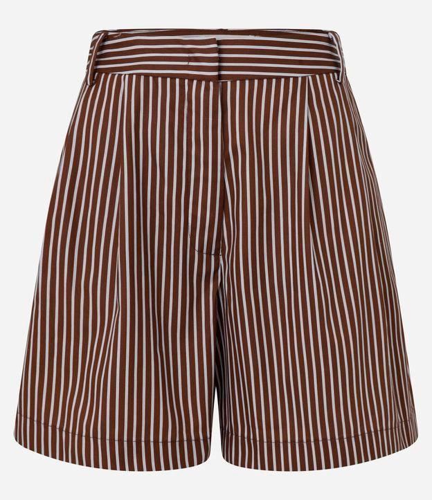 Short Cintura Alta em Tricoline Listrado com Fio Tinto - 1