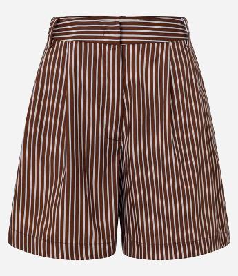 Short Cintura Alta em Tricoline Listrado com Fio Tinto