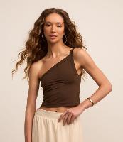 Blusa Cropped em Microfibra com Decote Um Ombro Só - 1