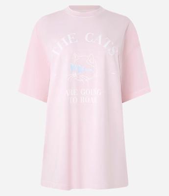 Blusa de Pijama Manga Curta em Algodão Com Estampa Cats