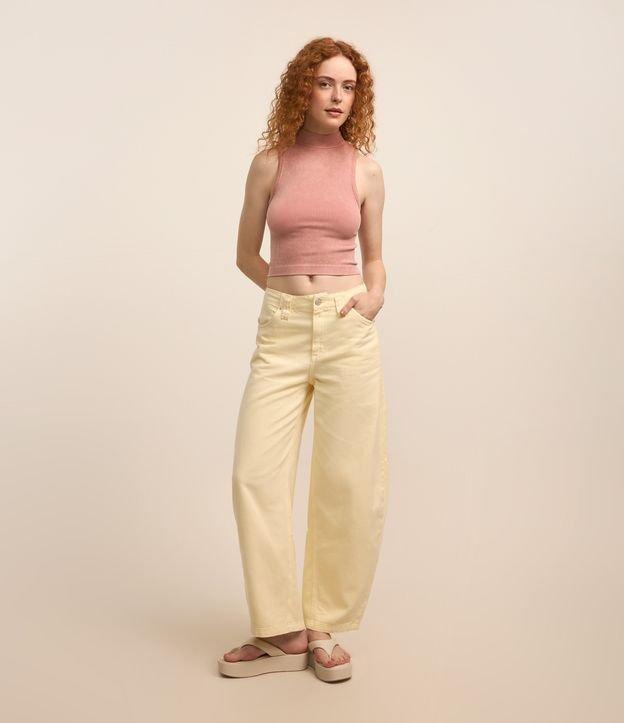 Calça Barrel em Sarja com Passantes no Cós - 1