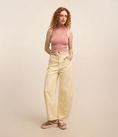 Calça Barrel em Sarja com Passantes no Cós - 1