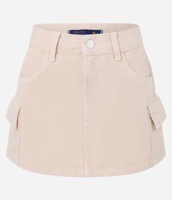 Saia Curta em Sarja com Bolsos Cargo