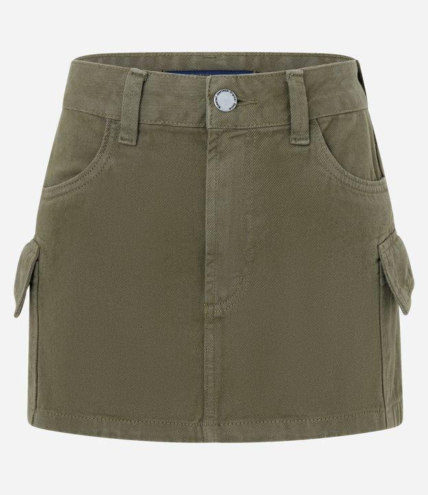 Saia Curta em Sarja com Bolsos Cargo - 1