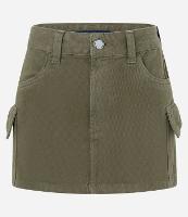 Saia Curta em Sarja com Bolsos Cargo - 1