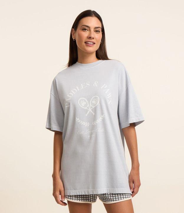 Camiseta de Pijama em Algodão Estonado com Raquetes Estampadas - 2