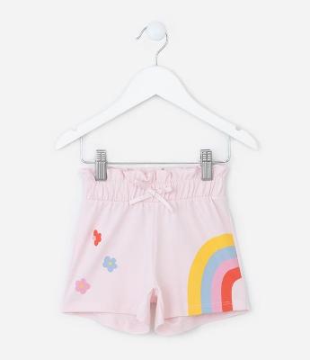 Short Clochard Infantil com Estampa Arco-Íris - Tam 1 a 5 Anos