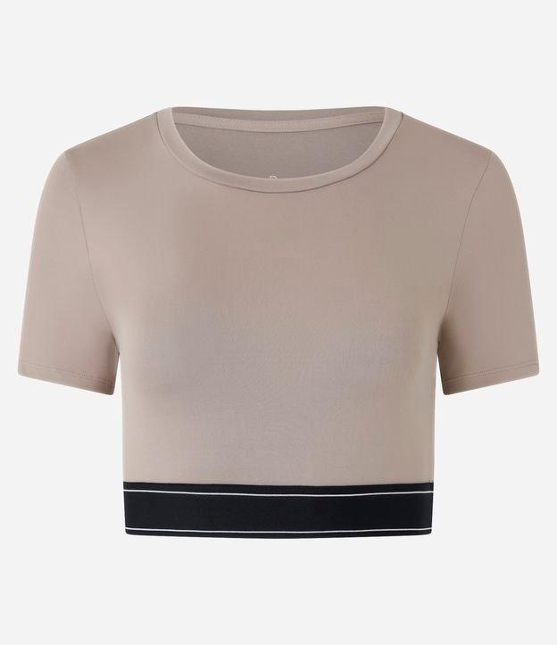 Camiseta Cropped Esportivo em Microfibra com Elástico Contrastante - 1