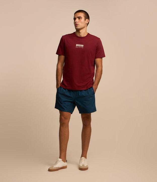 Bermuda com Cós Elástico e Estampa de Coqueiros - 1