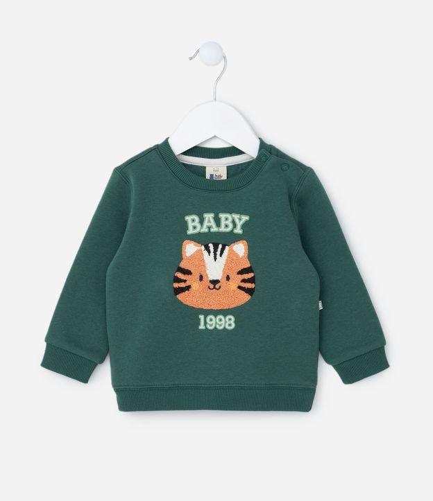 Blusão Infantil em Moletom com Estampa Tigrinho College Baby - Tam  0 a 18 meses - 1