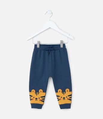 Calça Infantil Quentinha com Estampa Tigrinho - Tam 0 a 18 meses