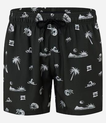 Bermuda em Microfibra Estampado com Diversos Ícones