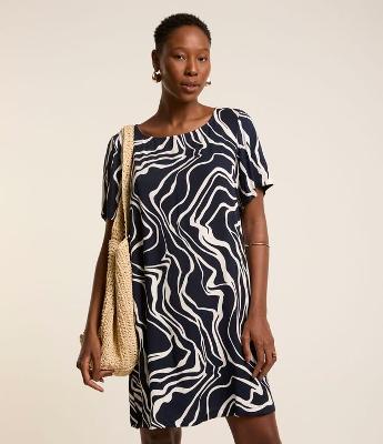 Vestido em Viscose com Estampa Abstrata
