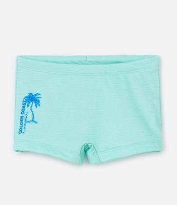 Sunga Boxer Infantil com Estampa Coqueiro - Tam 5 a  14 Anos