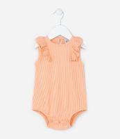 Body Infantil Canelado com Babado Broderie nas Cavas - Tam 0 a 18 meses - 1