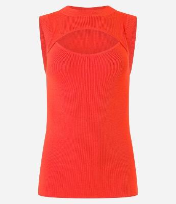 Blusa Sem Manga em Tricô com Recorte Vazado