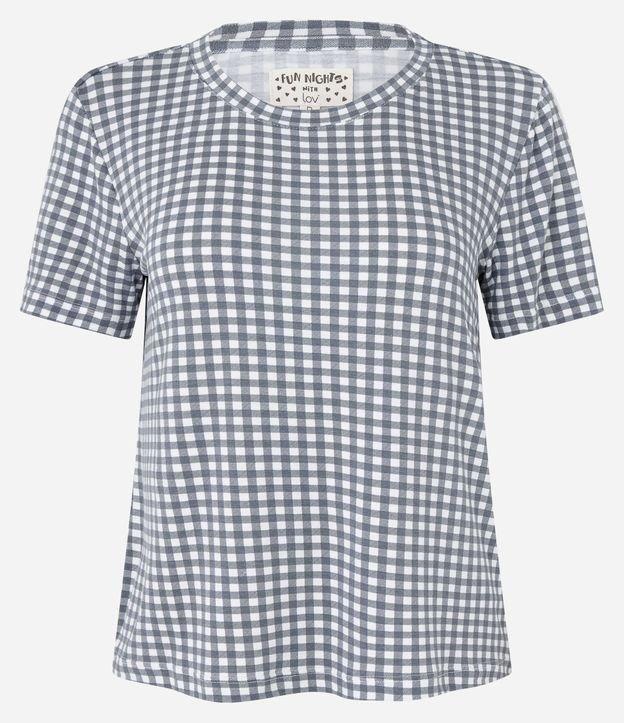 Blusa de Pijama em Viscose com Estampa Xadrez - 1