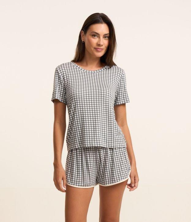 Blusa de Pijama em Viscose com Estampa Xadrez - 2