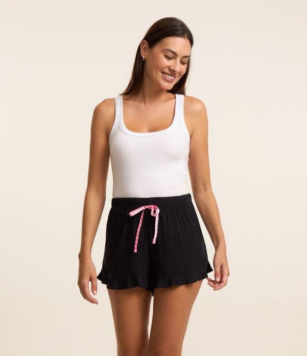 Short de Pijama em Viscose Com Laço Contrastante - 2