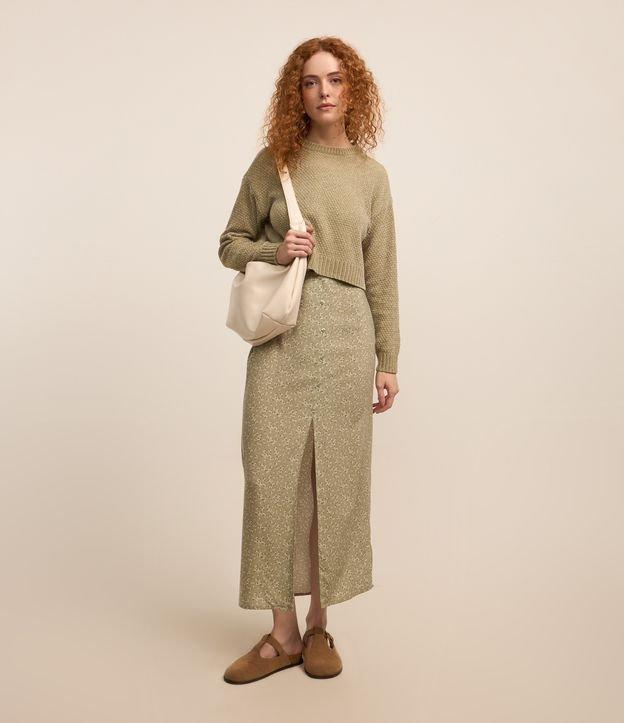 Saia Midi em Alfaiataria Floral Liberty e Fenda Frontal - 1