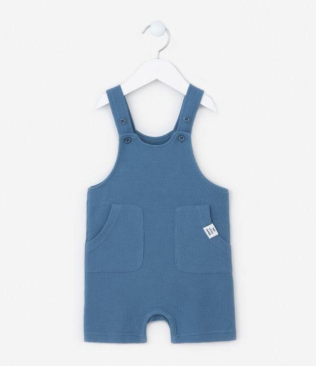 Jardineira Infantil Texturizada com Bolsos - Tam RN a 18 meses - 1