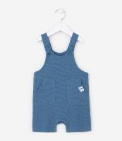 Jardineira Infantil Texturizada com Bolsos - Tam RN a 18 meses - 1