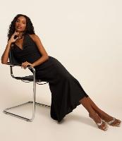 Vestido New Midi Frente Única em Cetim com Alça Assimétrica - 1