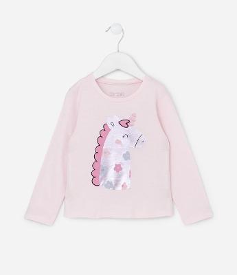 Blusa Infantil com Estampa Unicórnio em Foil - Tam 1 a 5 Anos