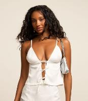 Blusa Acetinada de Alça com Laços Frontais - 1