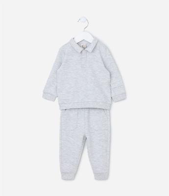 Conjunto Infantil com Botões e Gola Polo - Tam  0 a 18 meses