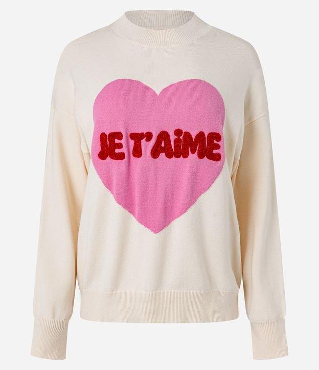 Suéter em Tricô com Coração e Lettering Je T'Aime - 1