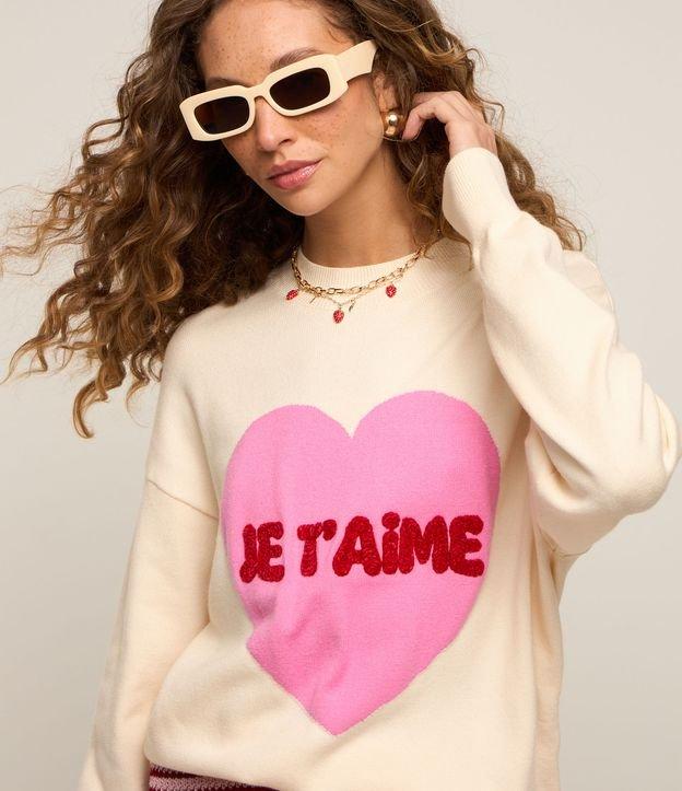Suéter em Tricô com Coração e Lettering Je T'Aime - 2