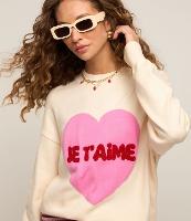 Suéter em Tricô com Coração e Lettering Je T'Aime - 2