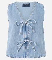 Blusa Sem Manga em Jeans com Laços Frontais - 1