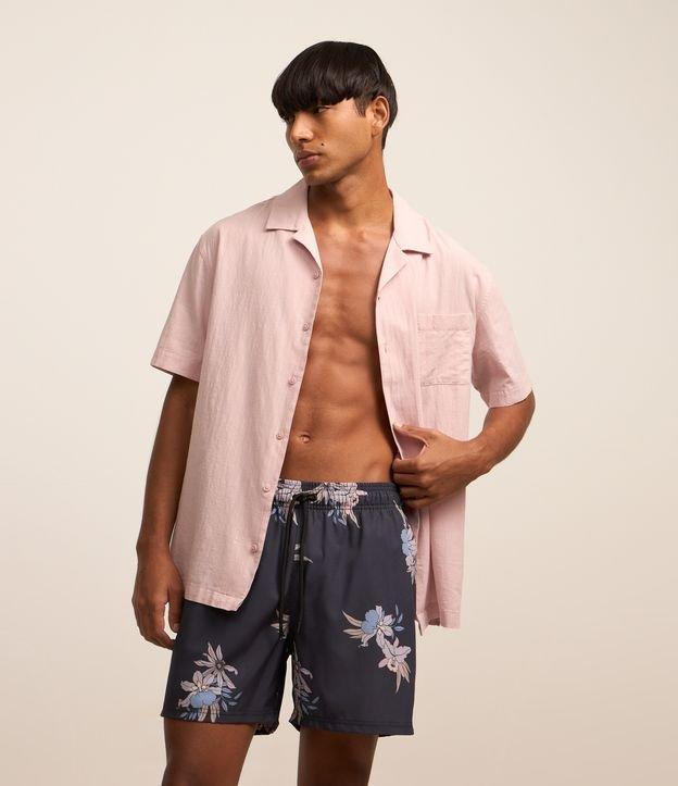 Bermuda em Microfibra com Textura e Estampa Floral - 1