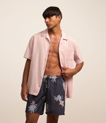 Bermuda em Microfibra com Textura e Estampa Floral