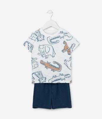 Conjunto Infantil com Estampa de Bichinhos - Tam 1 a 6 Anos