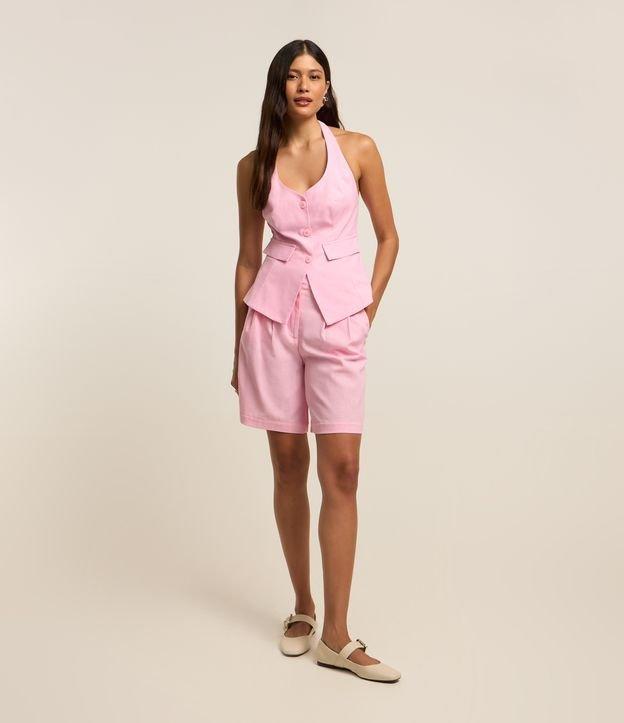 Bermuda Alfaiatada em Viscolinho com Cintura Alta e Pregas - 2