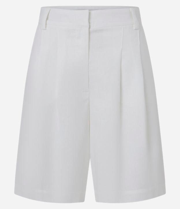 Bermuda Alfaiatada em Viscolinho com Cintura Alta e Pregas - 1