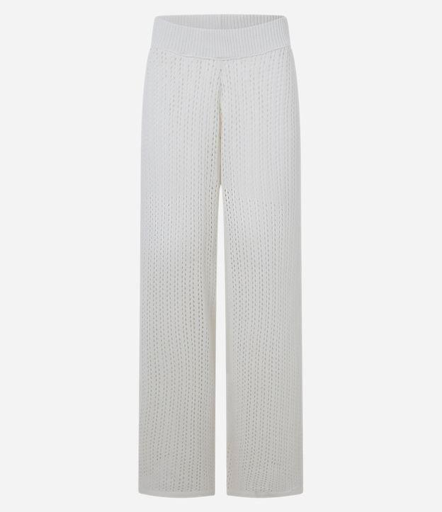 Calça Reta em Tricô com Cintura Alta e Ponto Aberto - 1