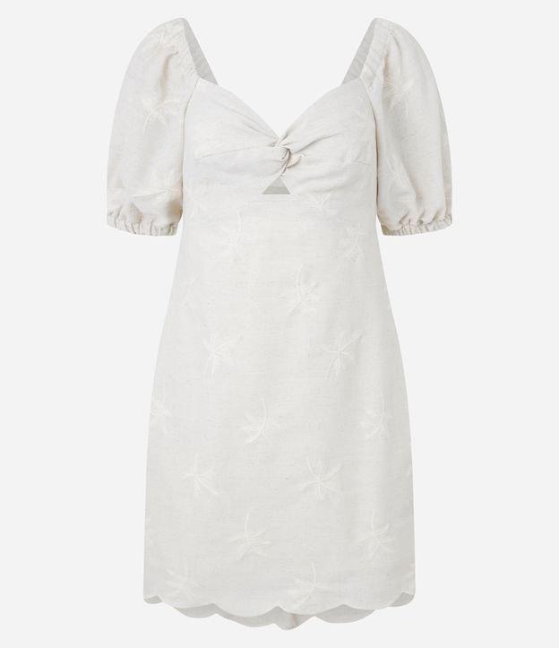 Vestido em Viscolinho com Manga Bufante e Coqueiros Bordados - 1