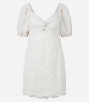 Vestido em Viscolinho com Manga Bufante e Coqueiros Bordados - 1