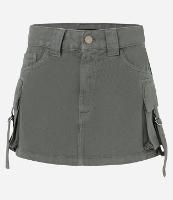 Saia Curta em Sarja com Bolsos Cargo e Fivelas - 1