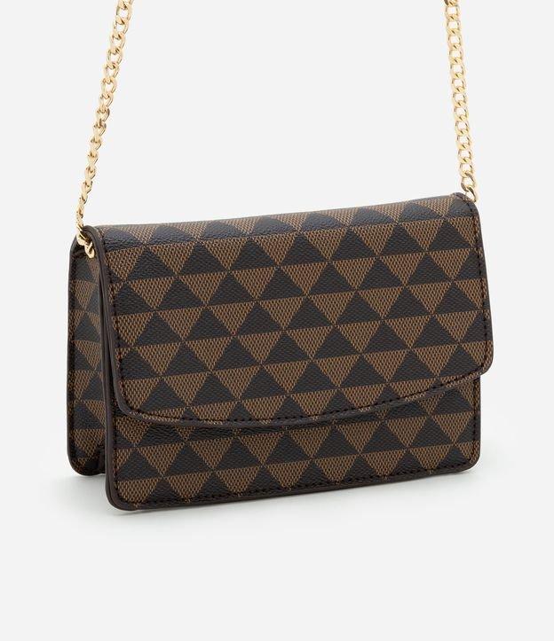 Bolsa Transversal Pequena Estampa Triângulo com Alça de Corrente e PU - 1